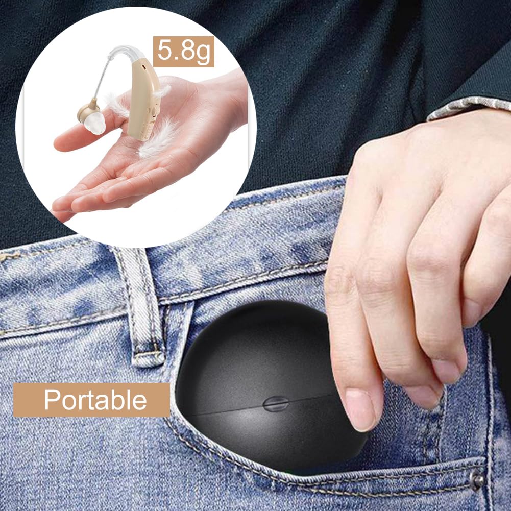 Rechargeable Behind-the-Ear Hearing Aids for Seniors with Noise Cancelling, Up to 25 Hours

