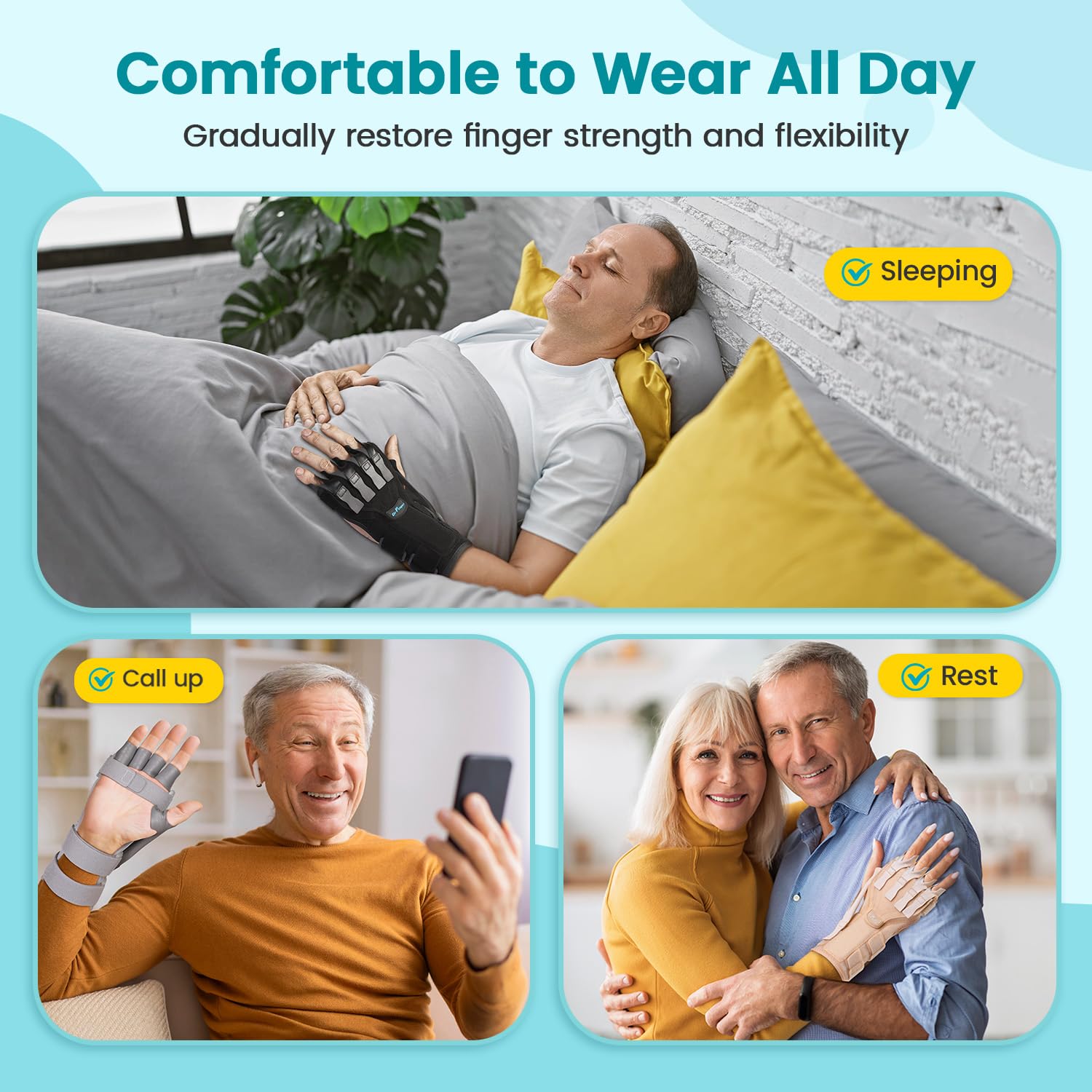 DrFinger Radial Nerve Palsy Wrist Drop Hand Splint Brace with Five-Finger Support

