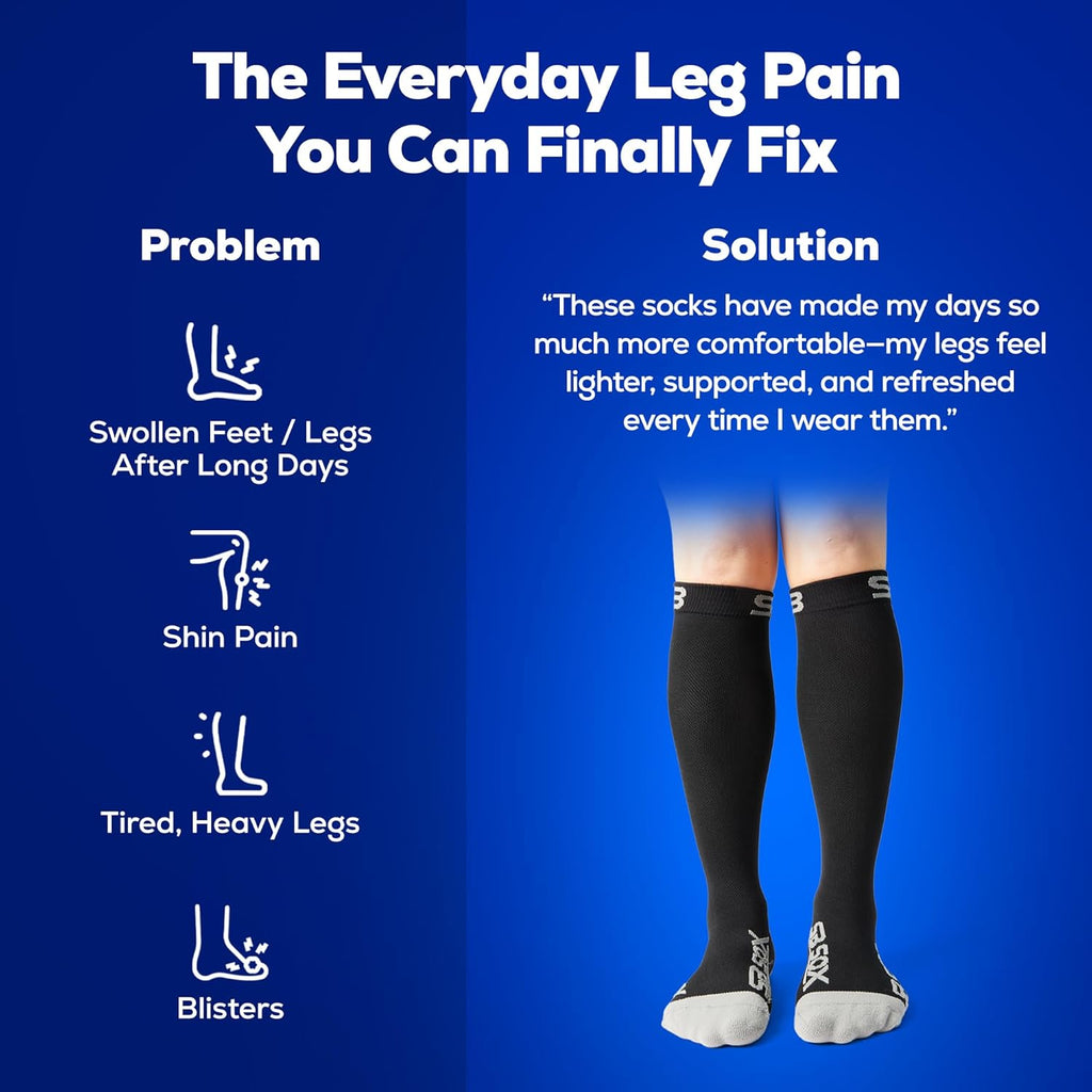 SB SOX 20-30mmHg Compression Socks for Men and Women, Graduated Calf Support

