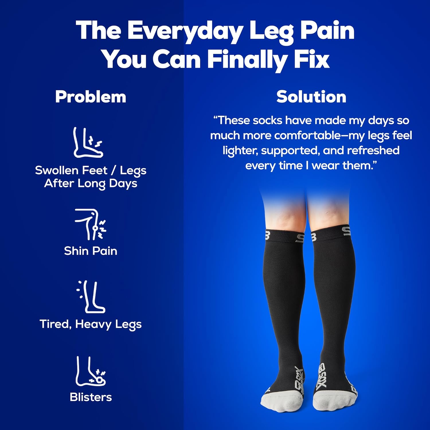 SB SOX 20-30mmHg Compression Socks for Men and Women, Graduated Calf Support

