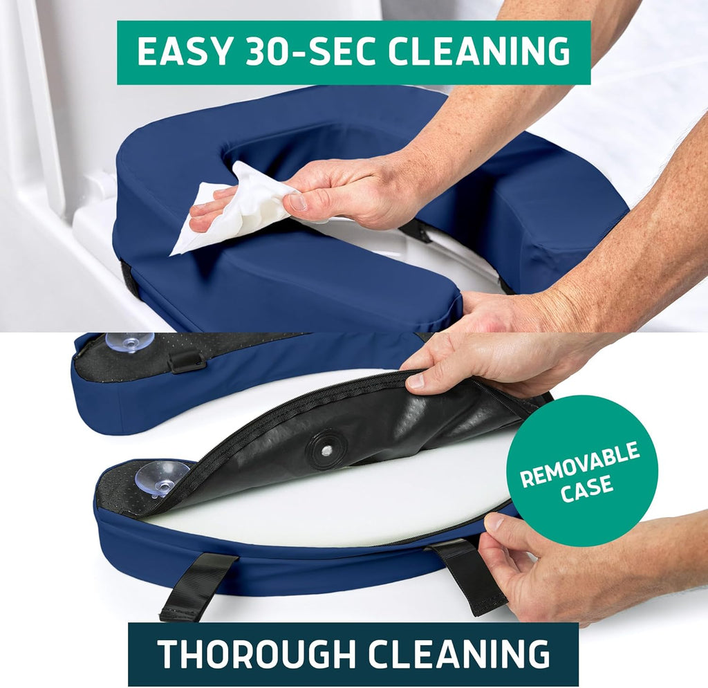 Lunderg Padded Toilet Seat Riser for Seniors, Firm High-Density Foam, Universal Fit

