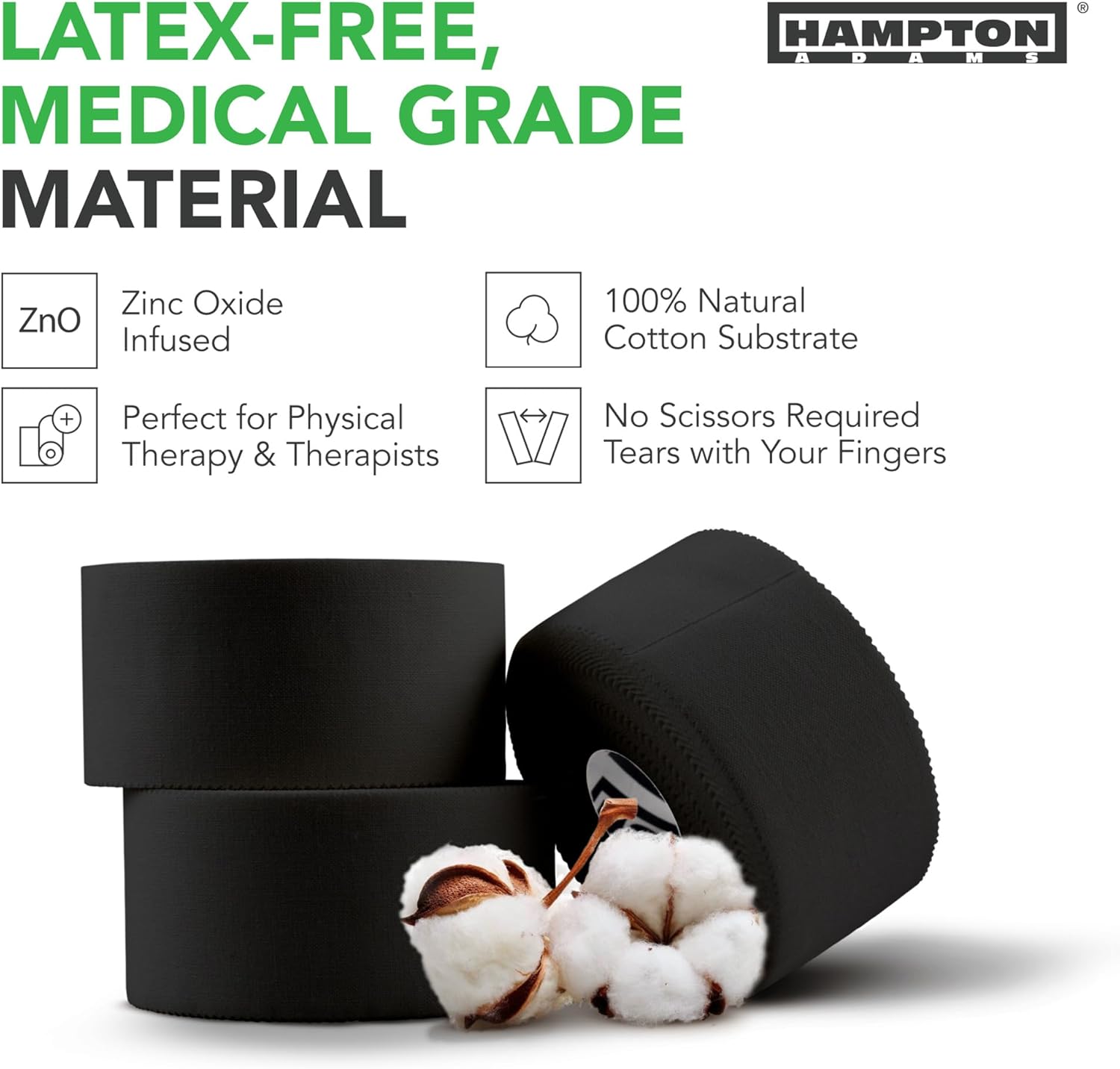 Hampton Adams Sports Medical Athletic Tape, 8-Pack 45 ft Cotton Rolls

