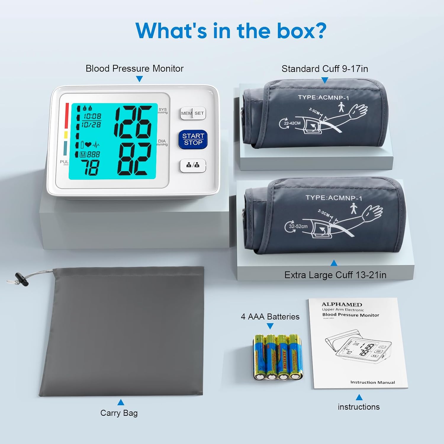 Blood Pressure Machine for Home Use with Backlit Display and Upper Arm Sleeve

