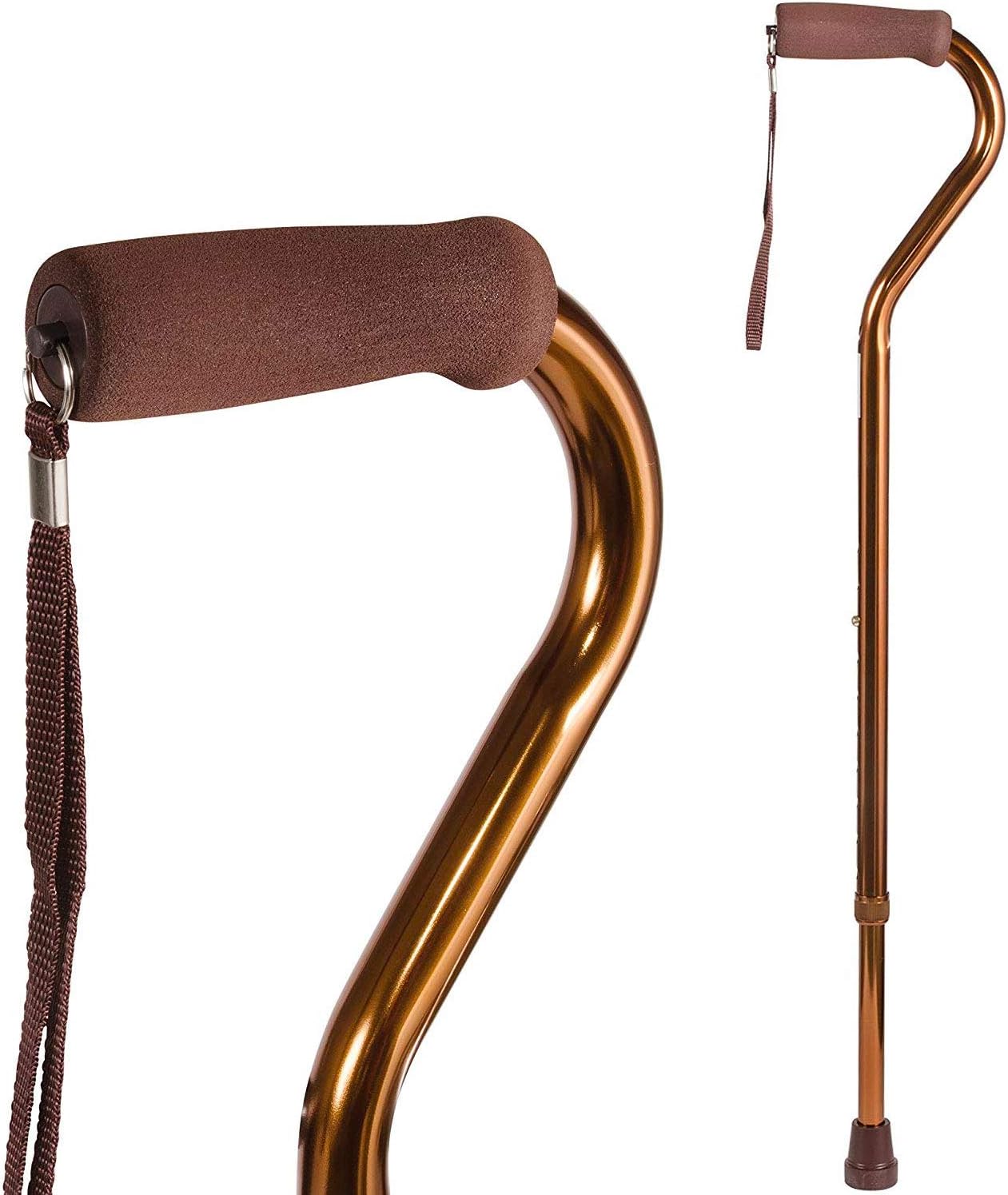 DMI Adjustable Walking Cane for Adults, Lightweight Ergonomic Handle and Wrist Strap

