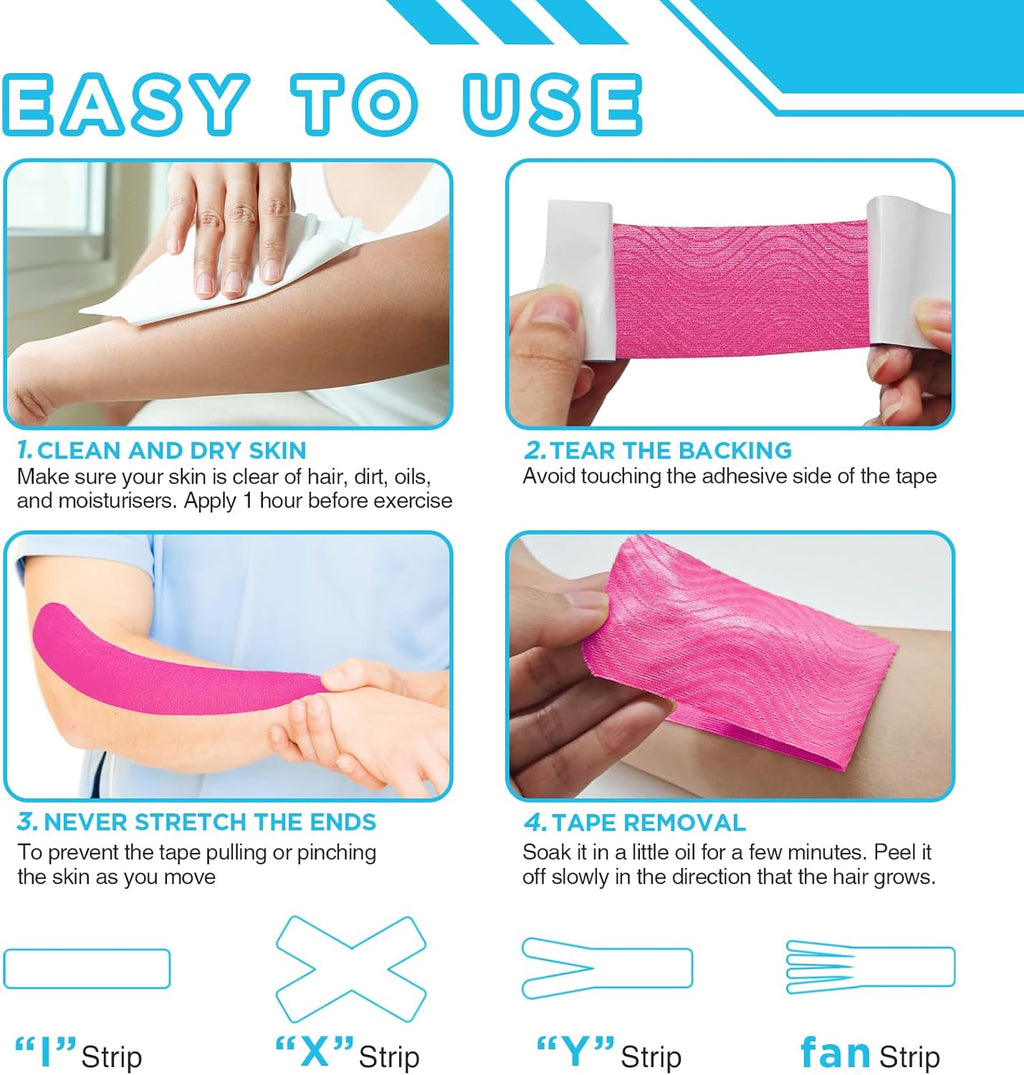 OK TAPE Precut Kinesiology Tape Strips, Elastic Athletic Tape for Joint Support

