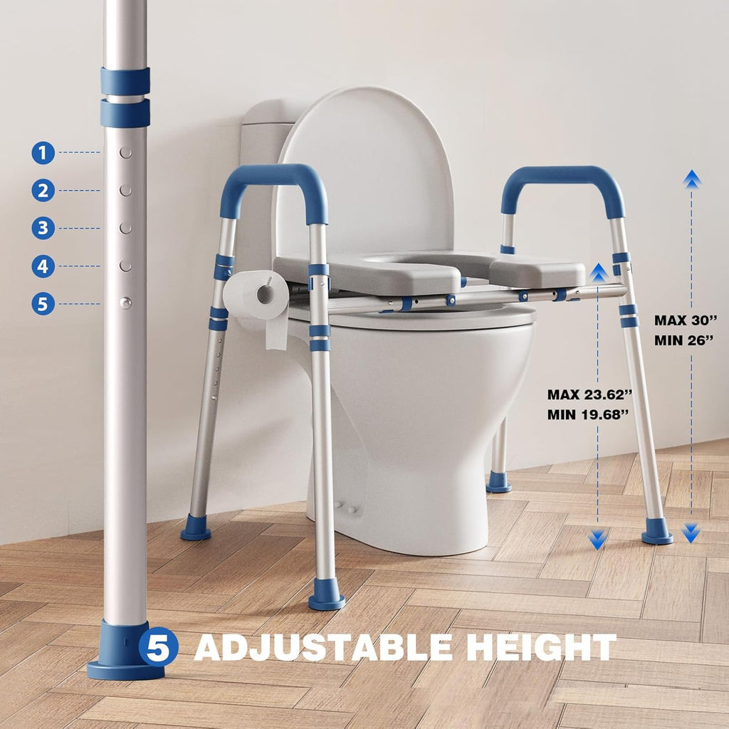 Loyoda Raised Toilet Seat Riser with Padded Handles, Adjustable Height & Width


