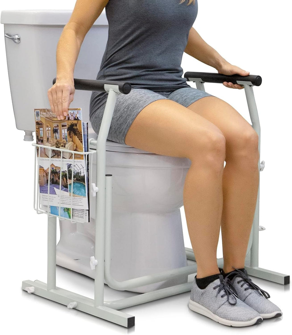 Vive Freestanding Toilet Safety Rail with Padded Handles, 300 lb Support

