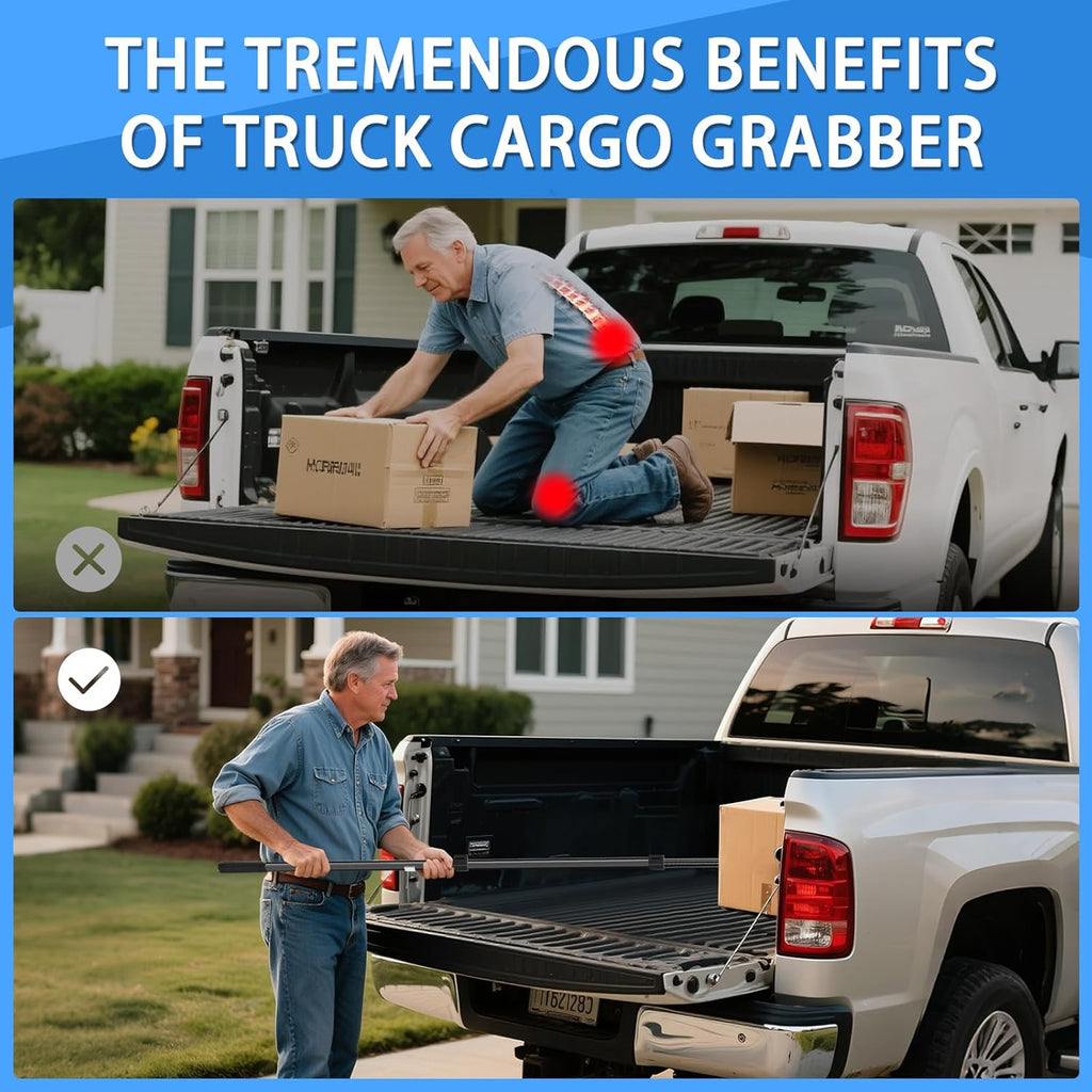 Telescoping Truck Bed Grabber Reach Tool with Hooks, Stainless Steel & Aluminum

