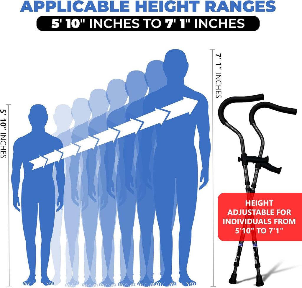 in-Motion Pro Foldable Crutches with Ergonomic Handles and Articulating Tips

