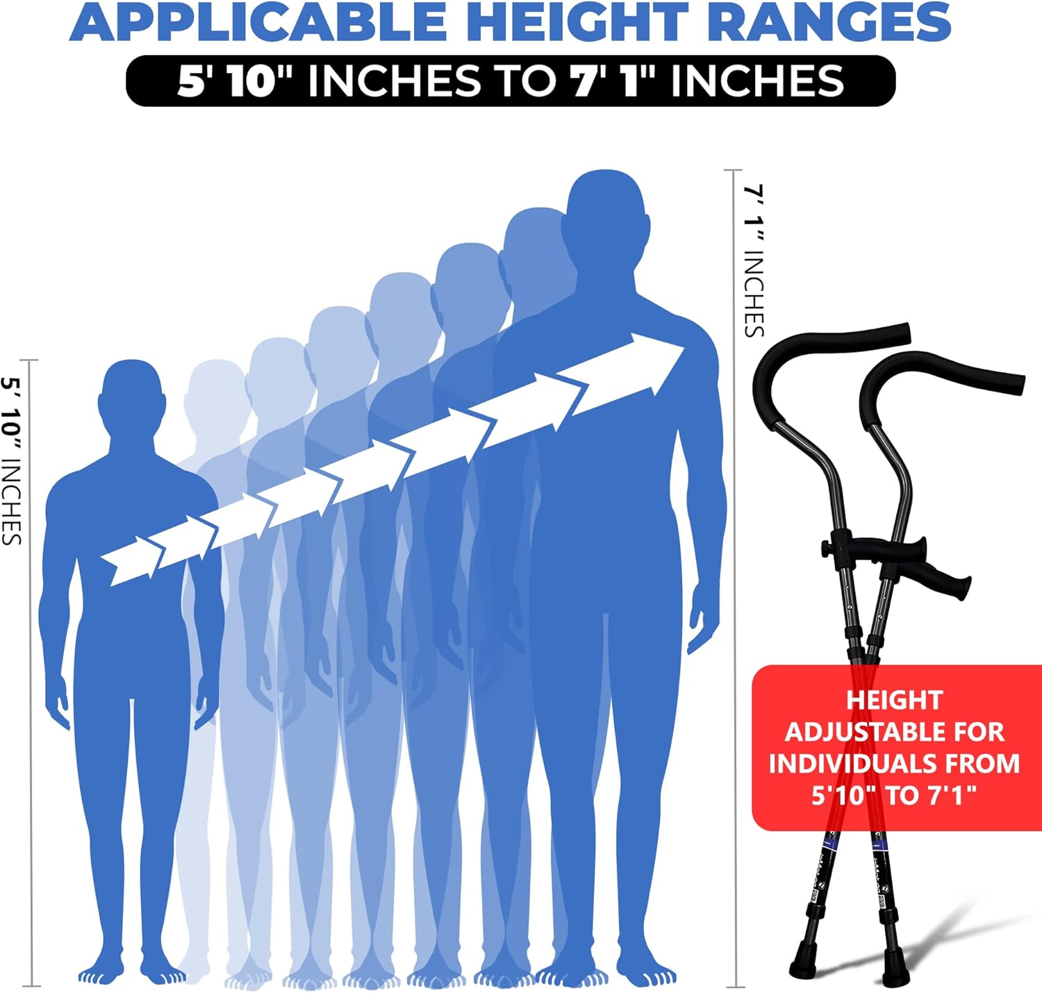 in-Motion Pro Foldable Crutches with Ergonomic Handles and Articulating Tips

