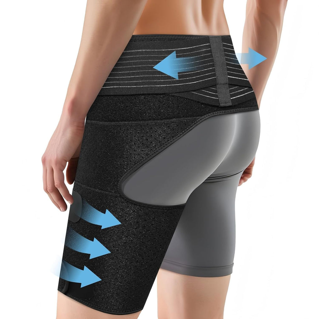 SOLOEVER Hip Brace for Sciatica, Adjustable Compression Wrap Support for Hip Pain

