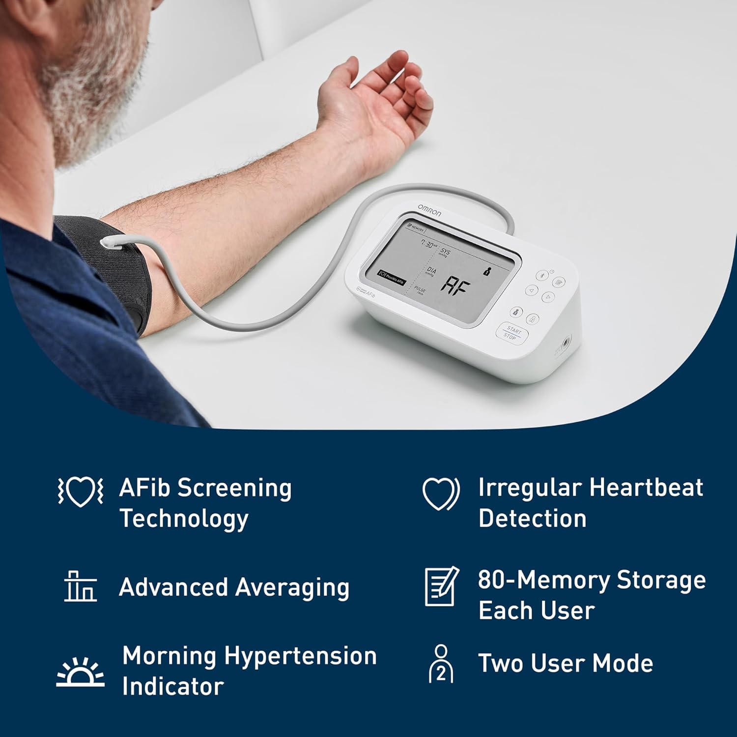 Omron Upper Arm Blood Pressure Monitor with AFib Screening and Bluetooth App

