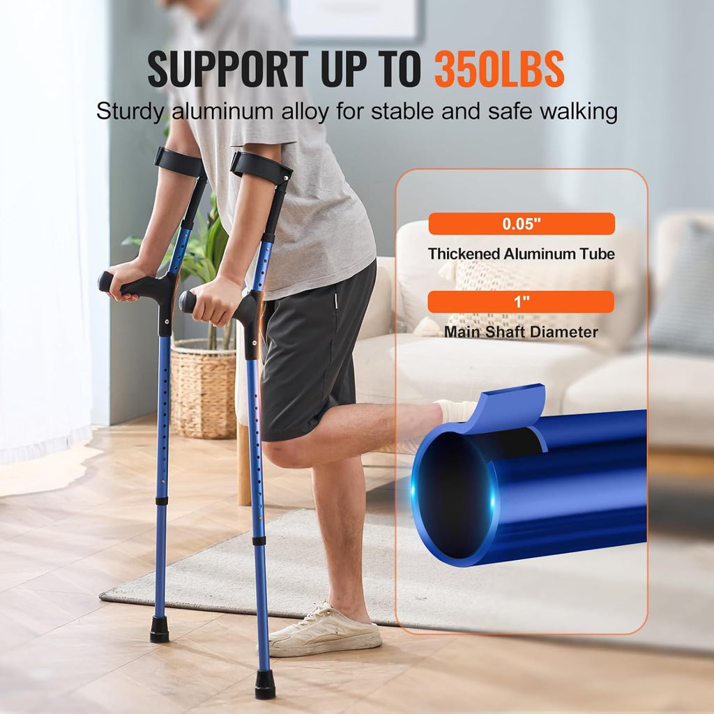 VEVOR Forearm Crutches for Adults, Height Adjustable Walking Crutches, 1 Pair

