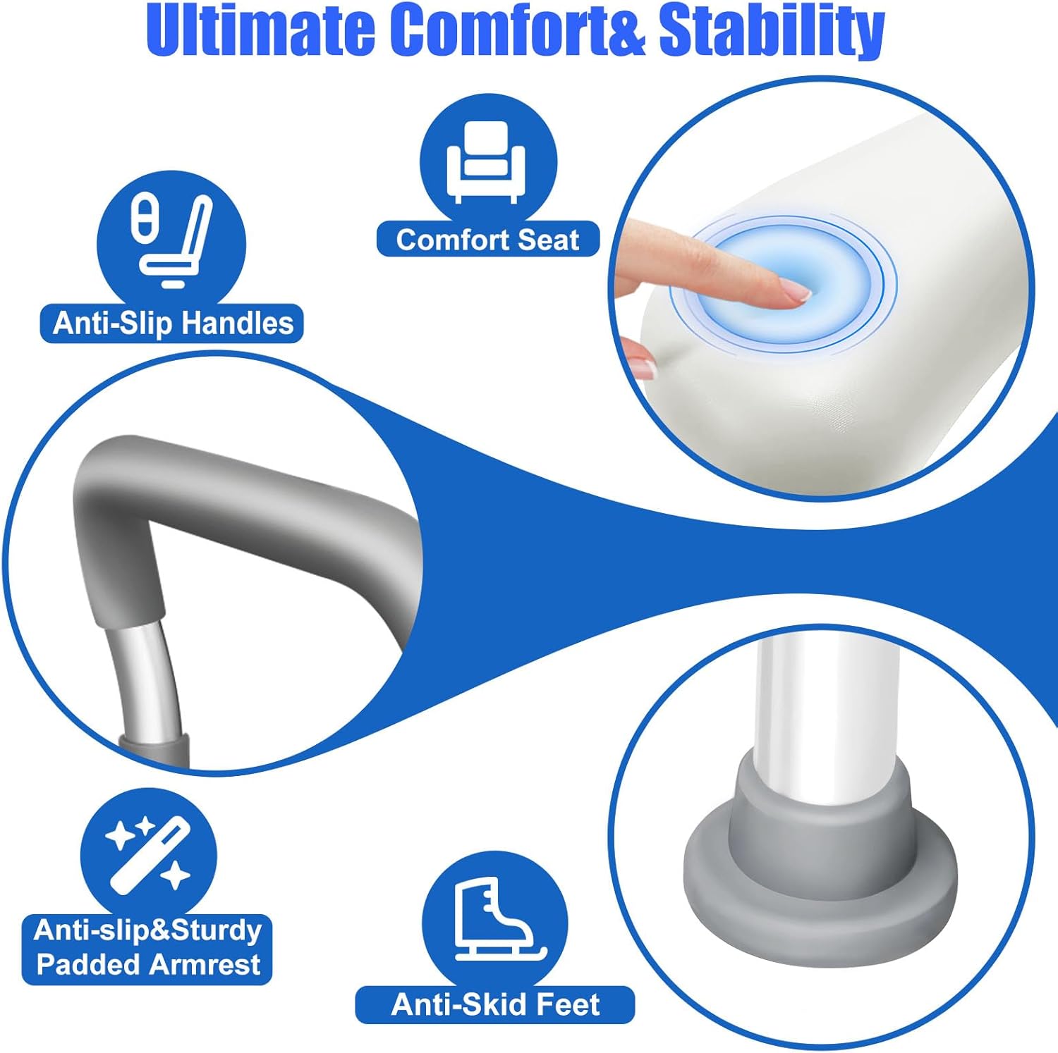 TVOVME Raised Toilet Seat with Handles, Adjustable Height and Width

