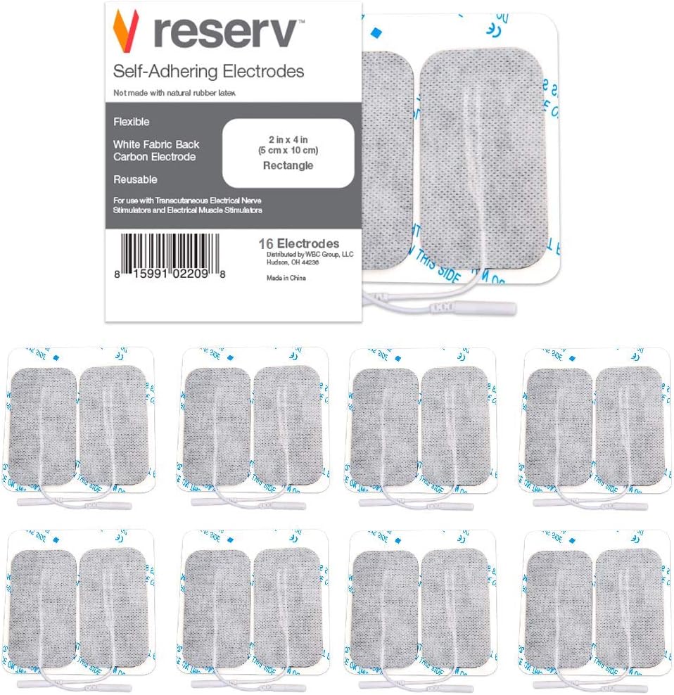 reserv TENS EMS Self-Adhesive Electrode Pads, Fabric-Backed, Rectangle, Latex-Free

