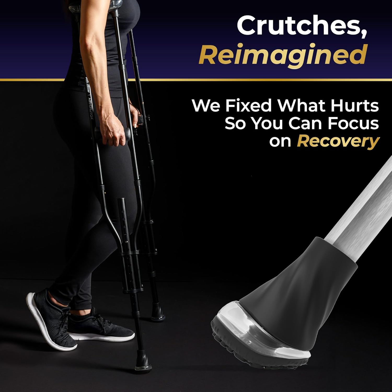 Drive Air-Crutch Lightweight Walking Crutch, Adjustable Height 4'7–6'7, 300 lb

