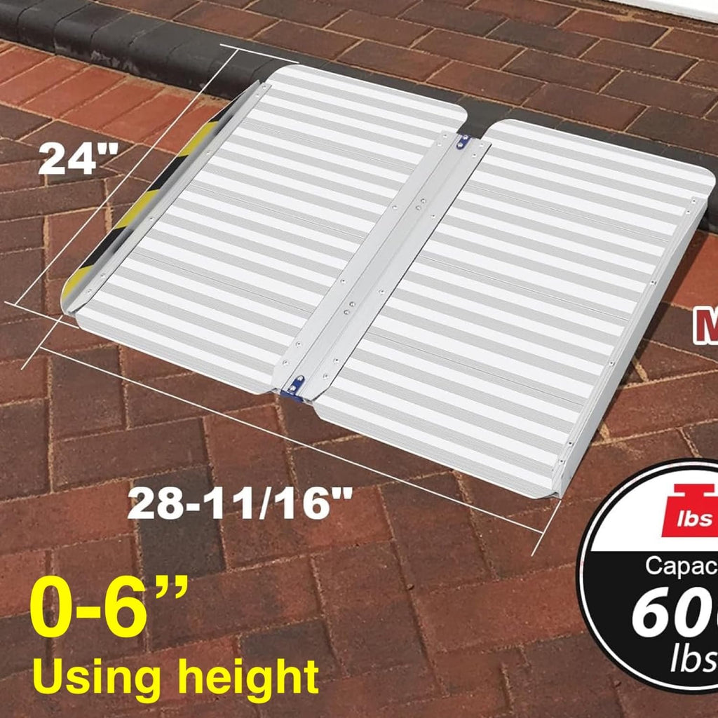 Ruedamann Portable Wheelchair Ramp, Folding Aluminum Non-Slip Ramp for Doorways

