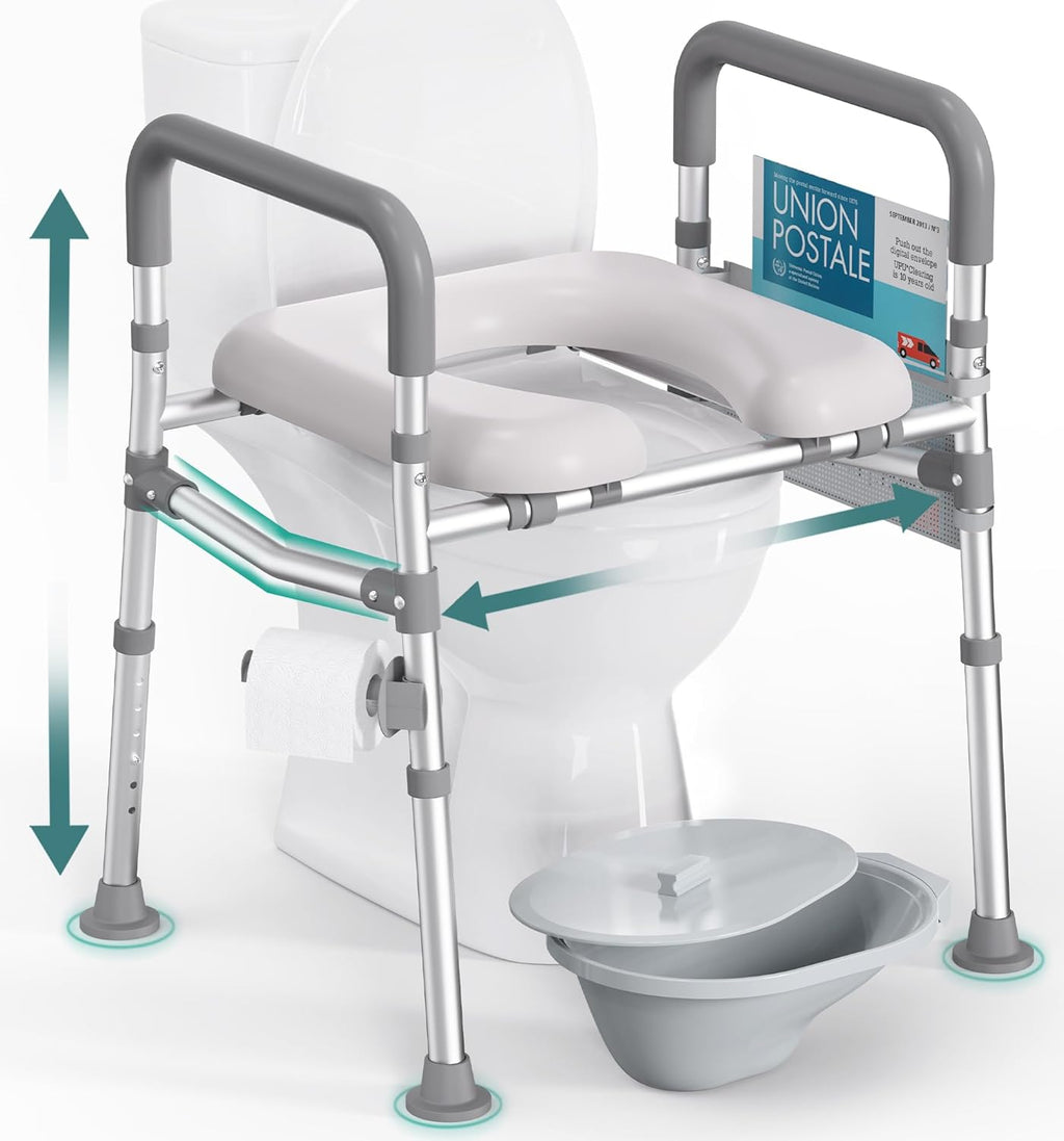 HOMLAND Raised Toilet Seat with Handles, Adjustable Height Toilet Seat Riser

