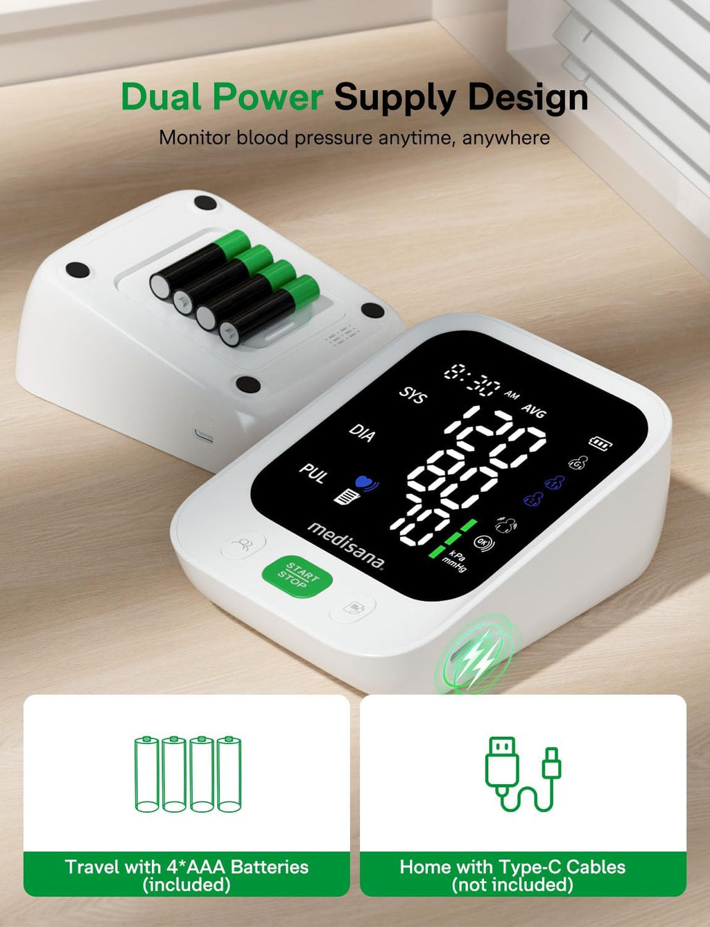 Medisana Automatic Upper Arm Blood Pressure Monitor, Large Cuff, Color Backlit Display

