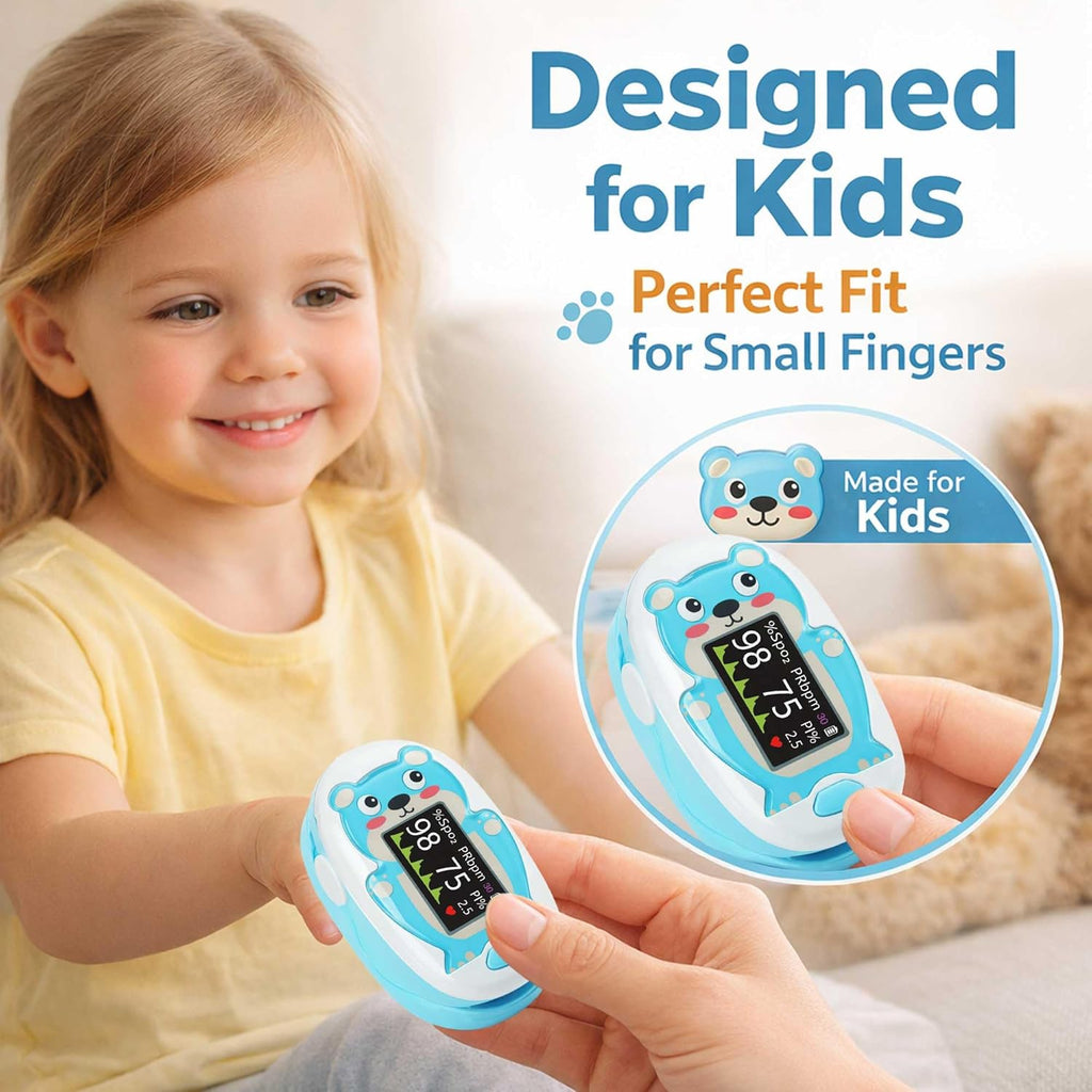 Kids Pulse Oximeter Fingertip Blood Oxygen Monitor with Heart Rate Display

