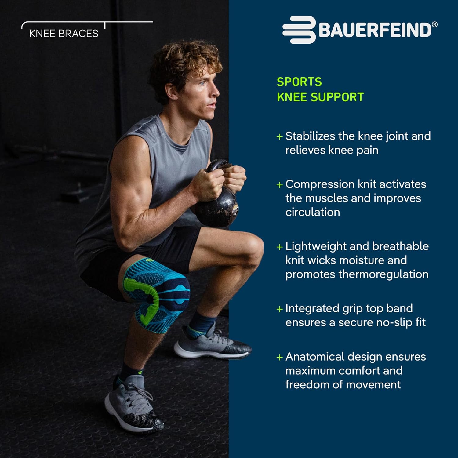 Bauerfeind Omega Sports Knee Support Patellar Compression Knee Brace

