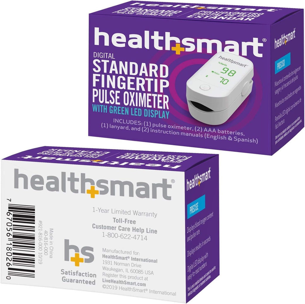 HealthSmart Fingertip Pulse Oximeter with LED Display SpO2 and Pulse Rate

