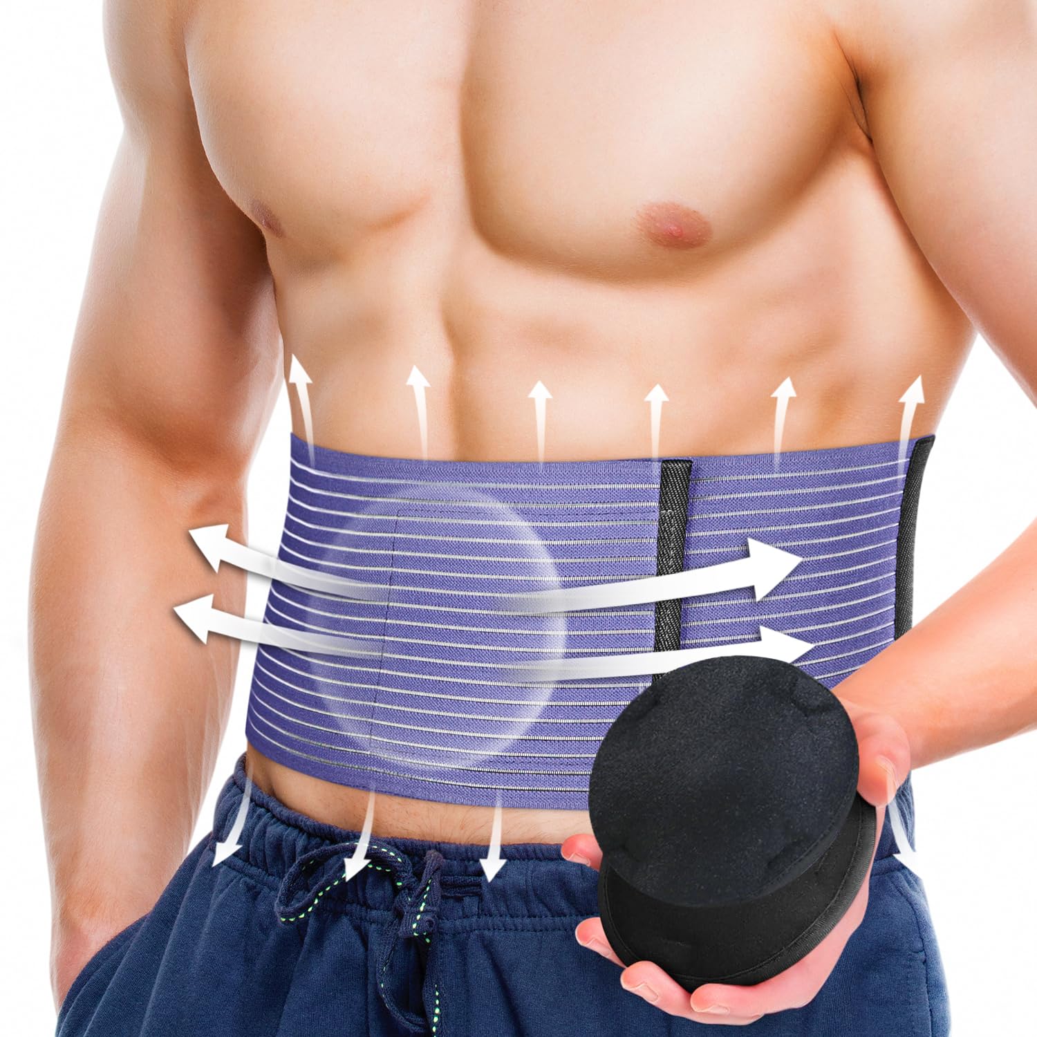 BLITZU Umbilical Hernia Belt for Men & Women, Adjustable Abdominal Binder Truss Support

