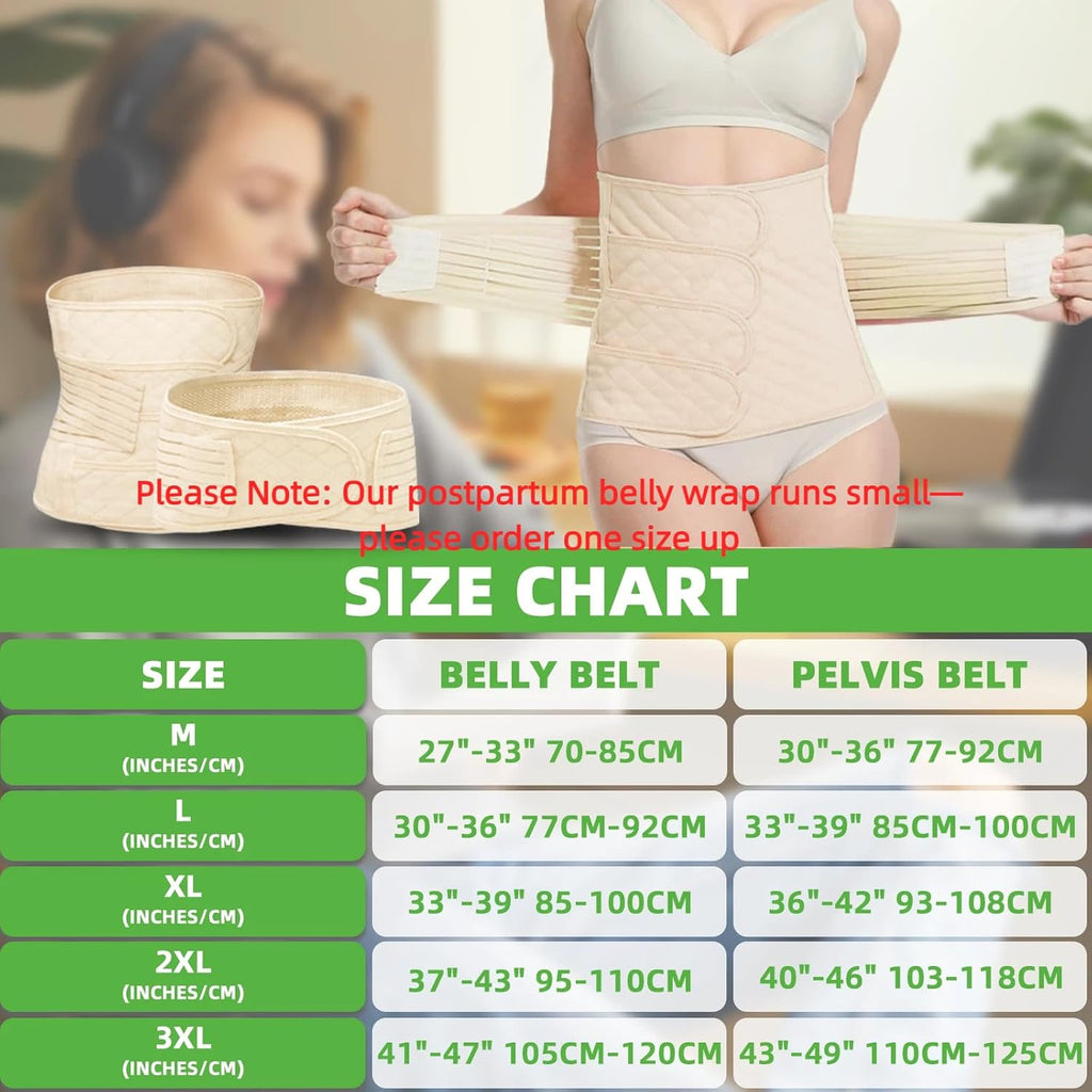 Postpartum Belly Band Wrap 2-in-1 C-Section Support Belt Pelvic Binder

