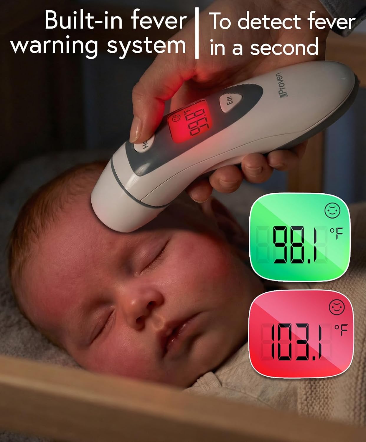 iProven Digital Thermometer 2-in-1 Ear and Forehead, 1-Second Reading, Memory

