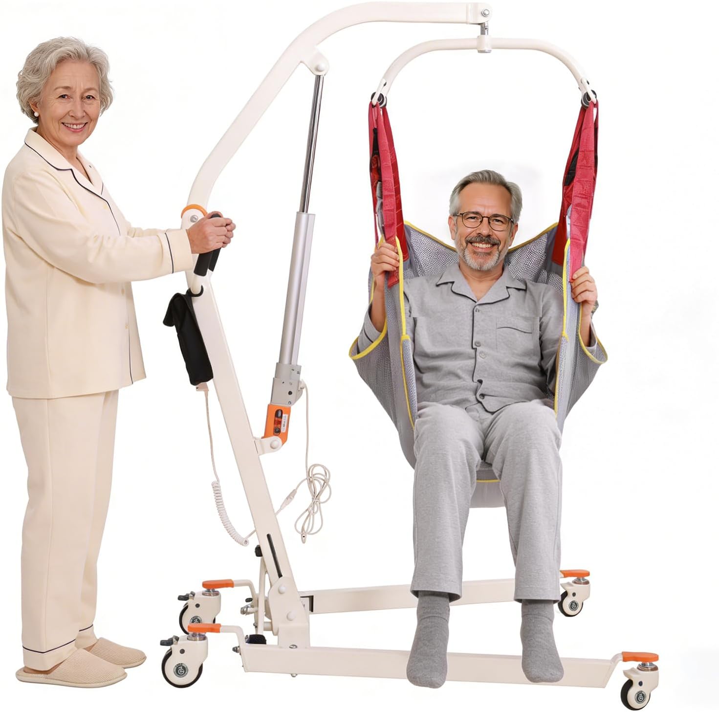 Vobic Electric Patient Lift Floor-to-Bed Transfer Aid Foldable with Mesh Sling 330 lb

