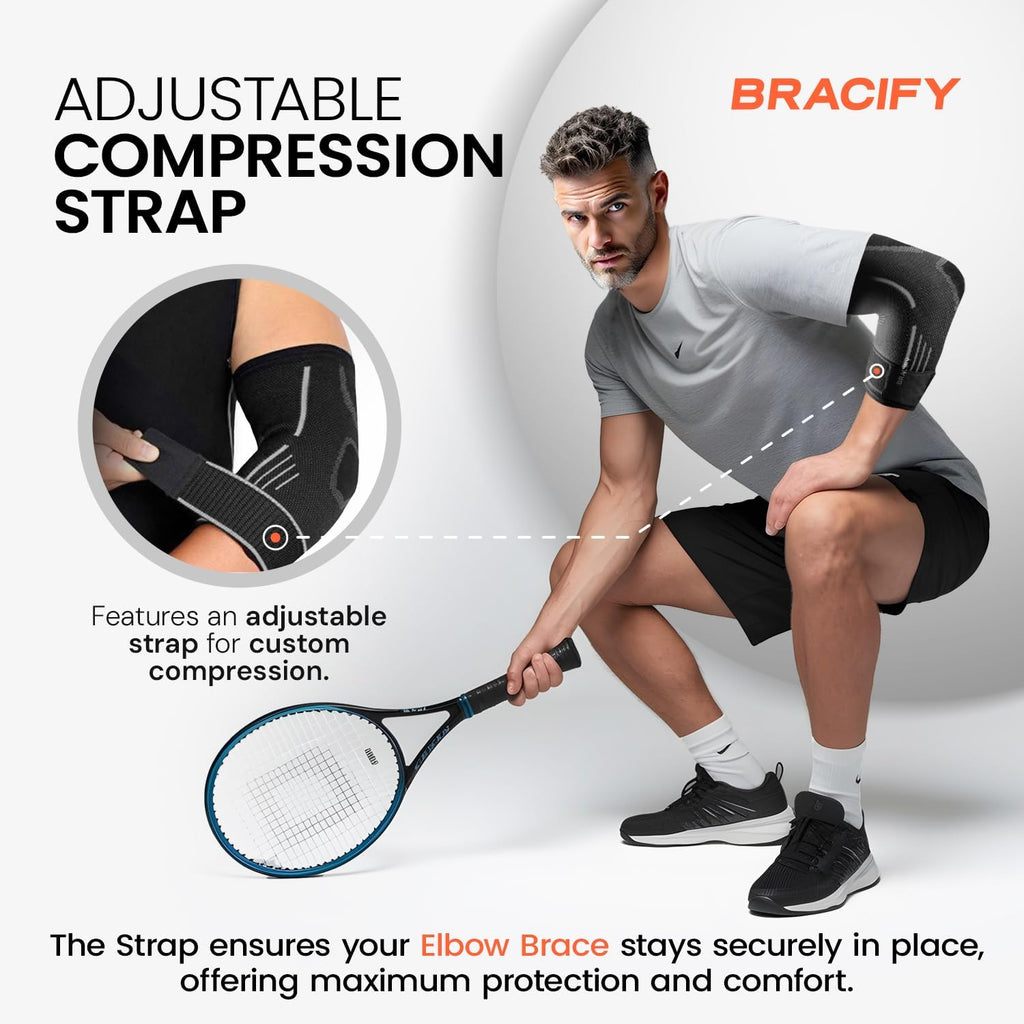 BRACIFY Elbow Brace for Tendonitis and Tennis Elbow Arm Compression Sleeve

