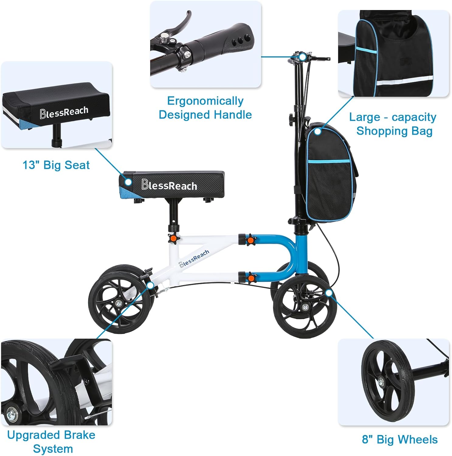 BlessReach Knee Scooter for Adults, Knee Walker for Foot Injuries and Surgery

