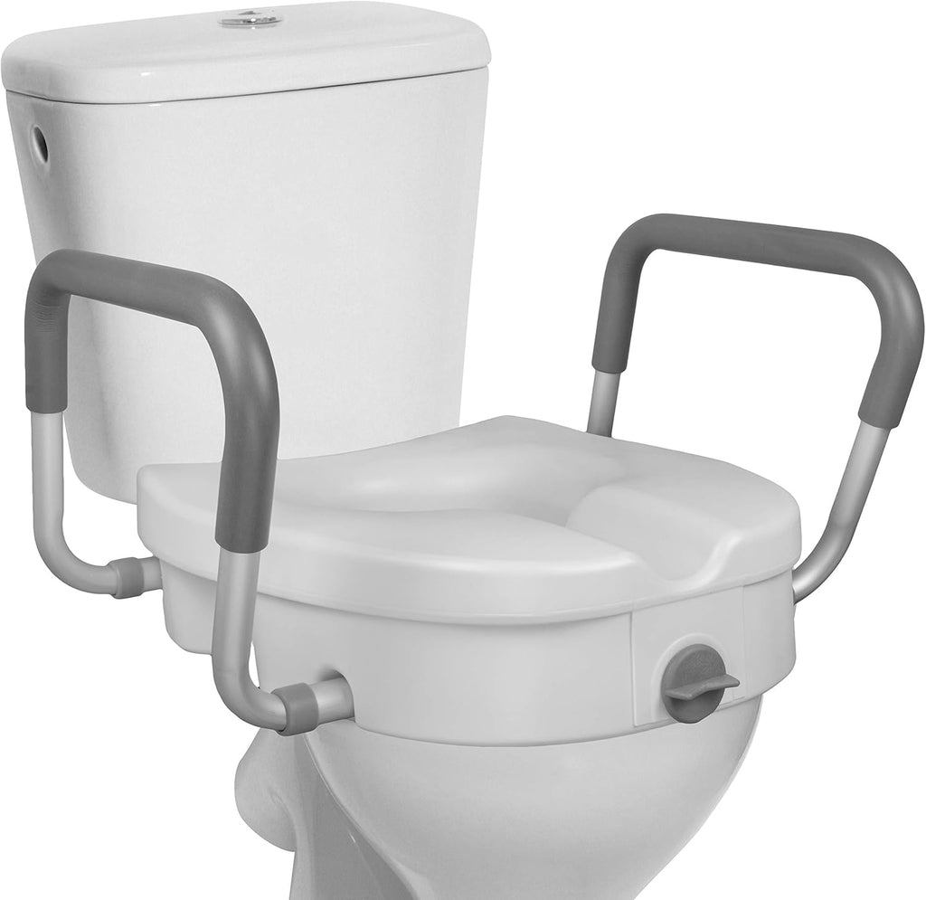 RMS Raised Toilet Seat 5-Inch Elevated Riser with Adjustable Padded Arms

