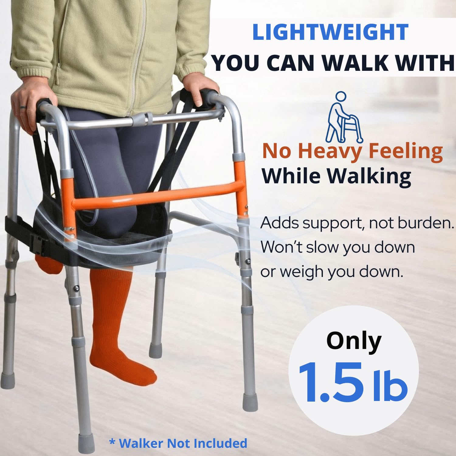 Knee Sling for Walker, Adjustable Cushioned Knee Support for Non-Weight Bearing

