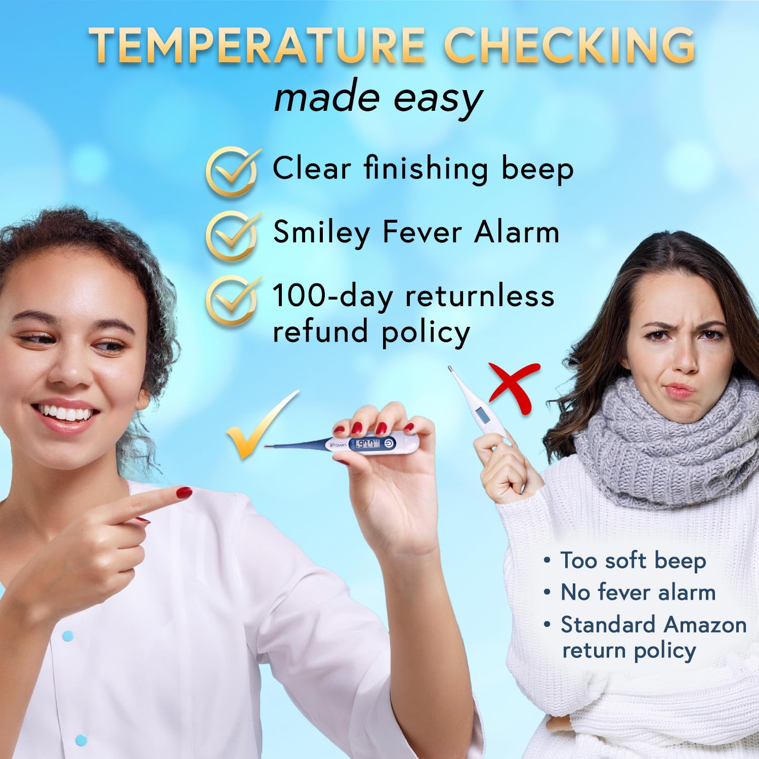 iProven Digital Oral and Rectal Thermometer for Adults, Kids, and Babies


