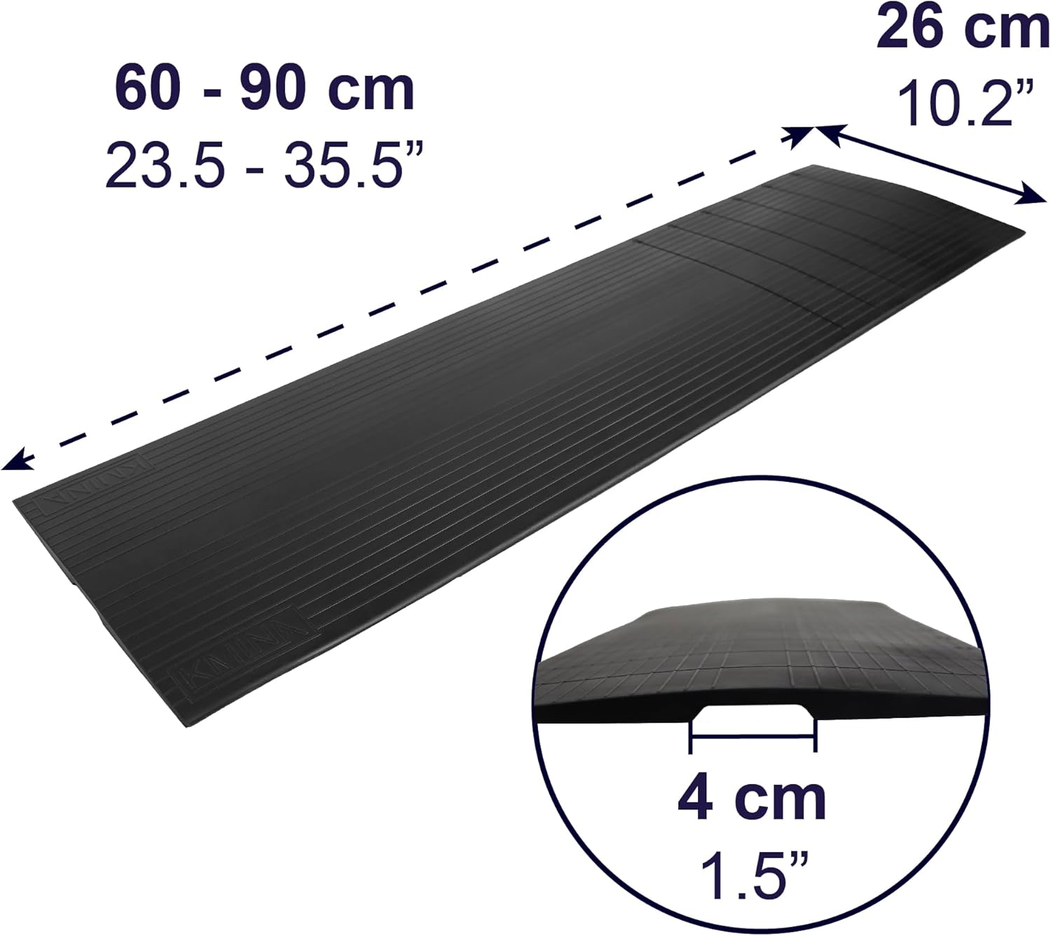 KMINA Wheelchair Door Threshold Ramp Thin Non-Slip Rubber for Doorways, Patented

