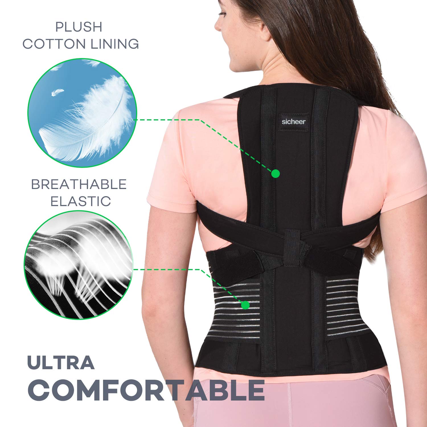 sicheer Posture Corrector Back Brace for Women and Men, Shoulder Support

