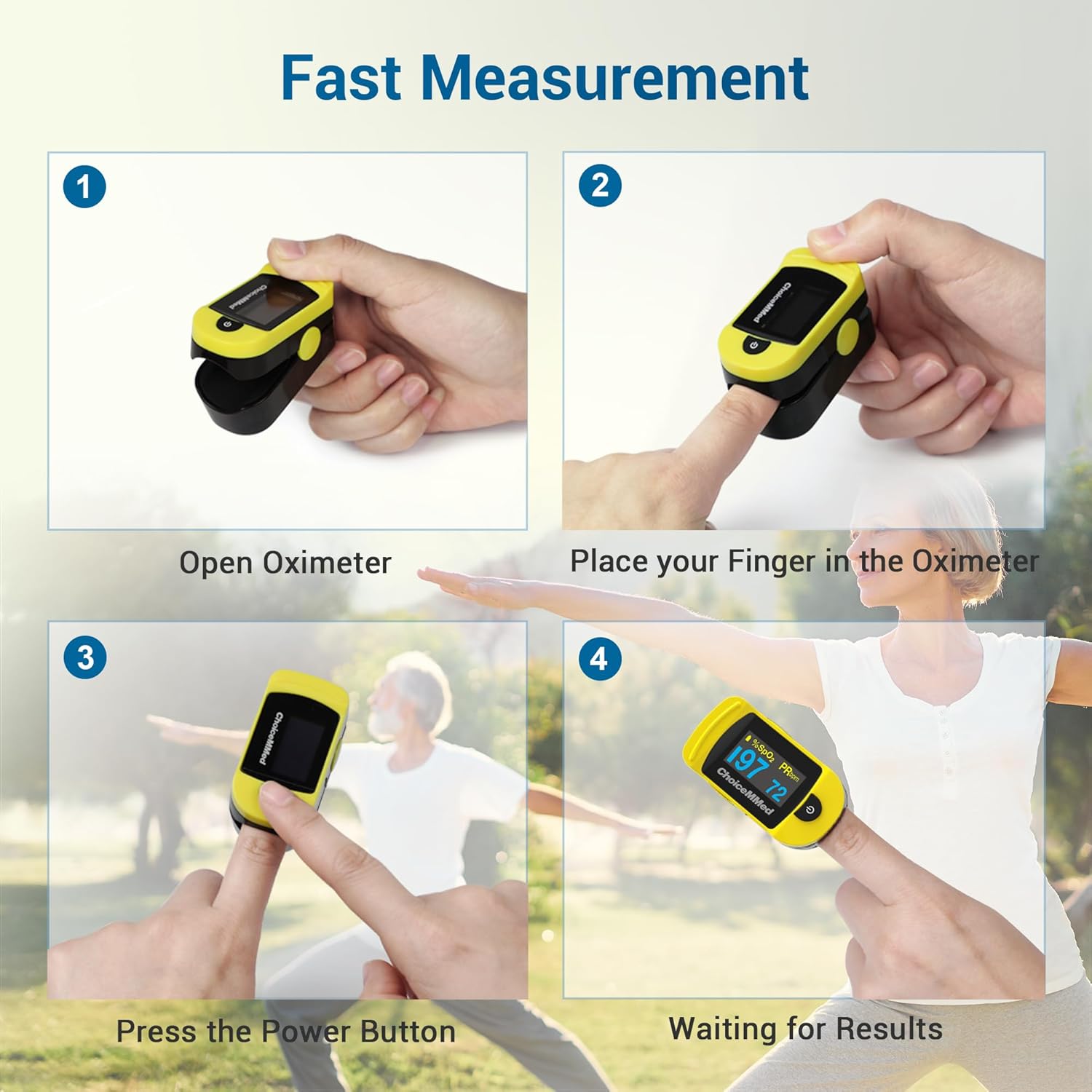 ChoiceMMed C20 Fingertip Pulse Oximeter with Large OLED Display, SPO2 Monitor

