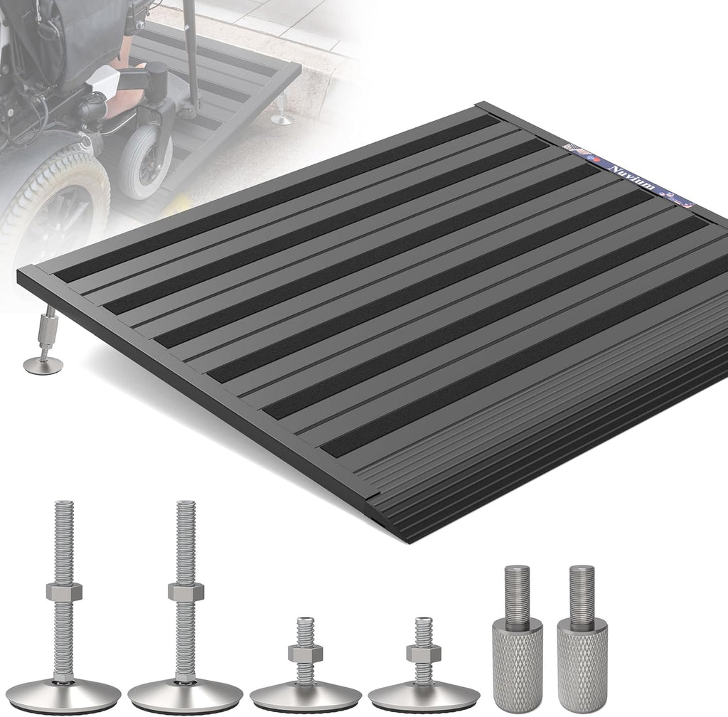 Threshold Ramp for Doorways Adjustable Height Aluminum Wheelchair Ramp, 1100 lb

