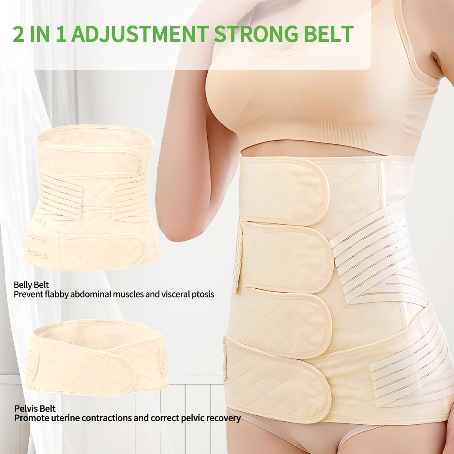 Postpartum Belly Band Wrap 2-in-1 C-Section Support Belt Pelvic Binder

