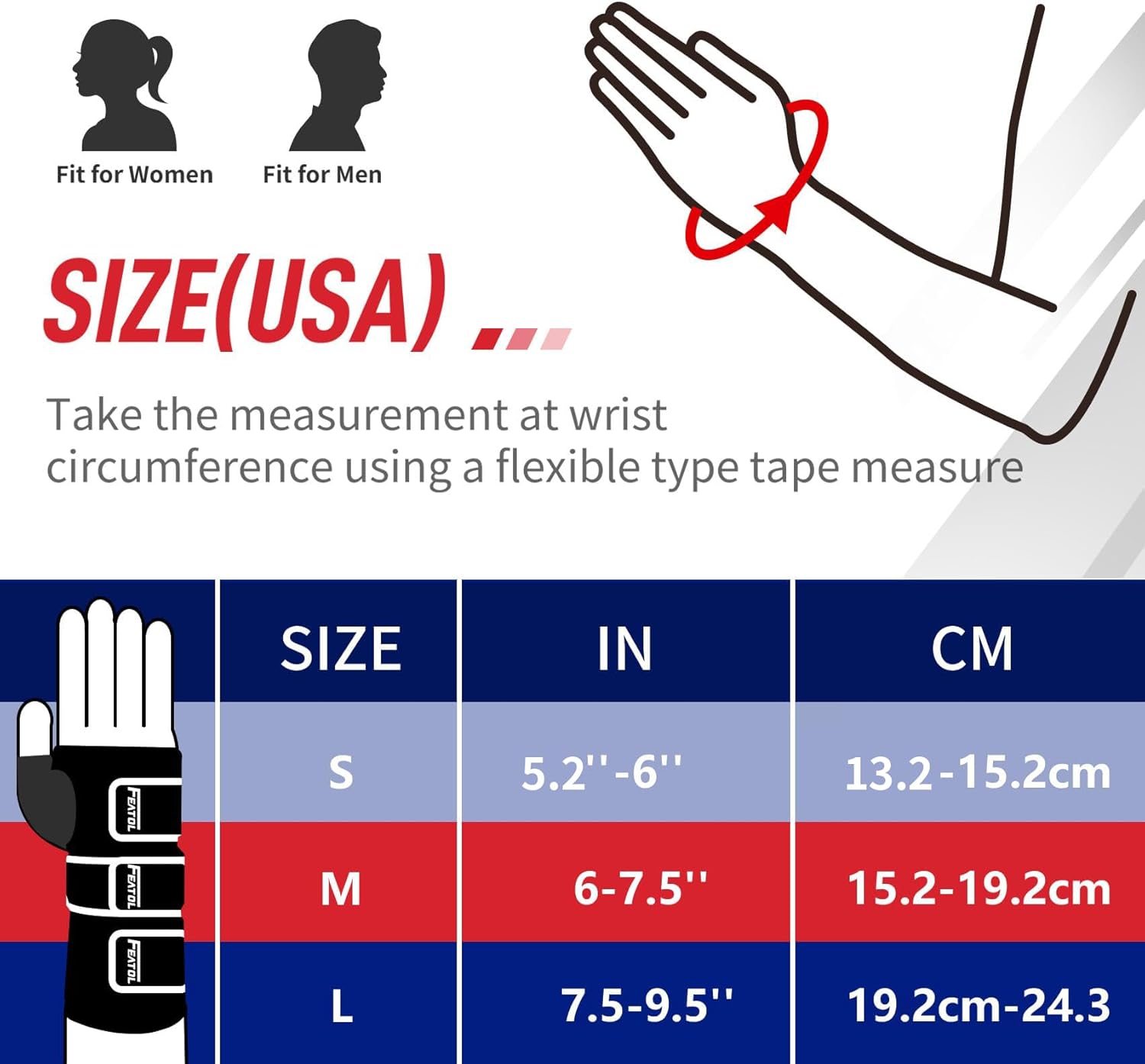 FEATOL Resting Hand Splint for Stroke, Wrist Finger Brace with Removable Metal Splint

