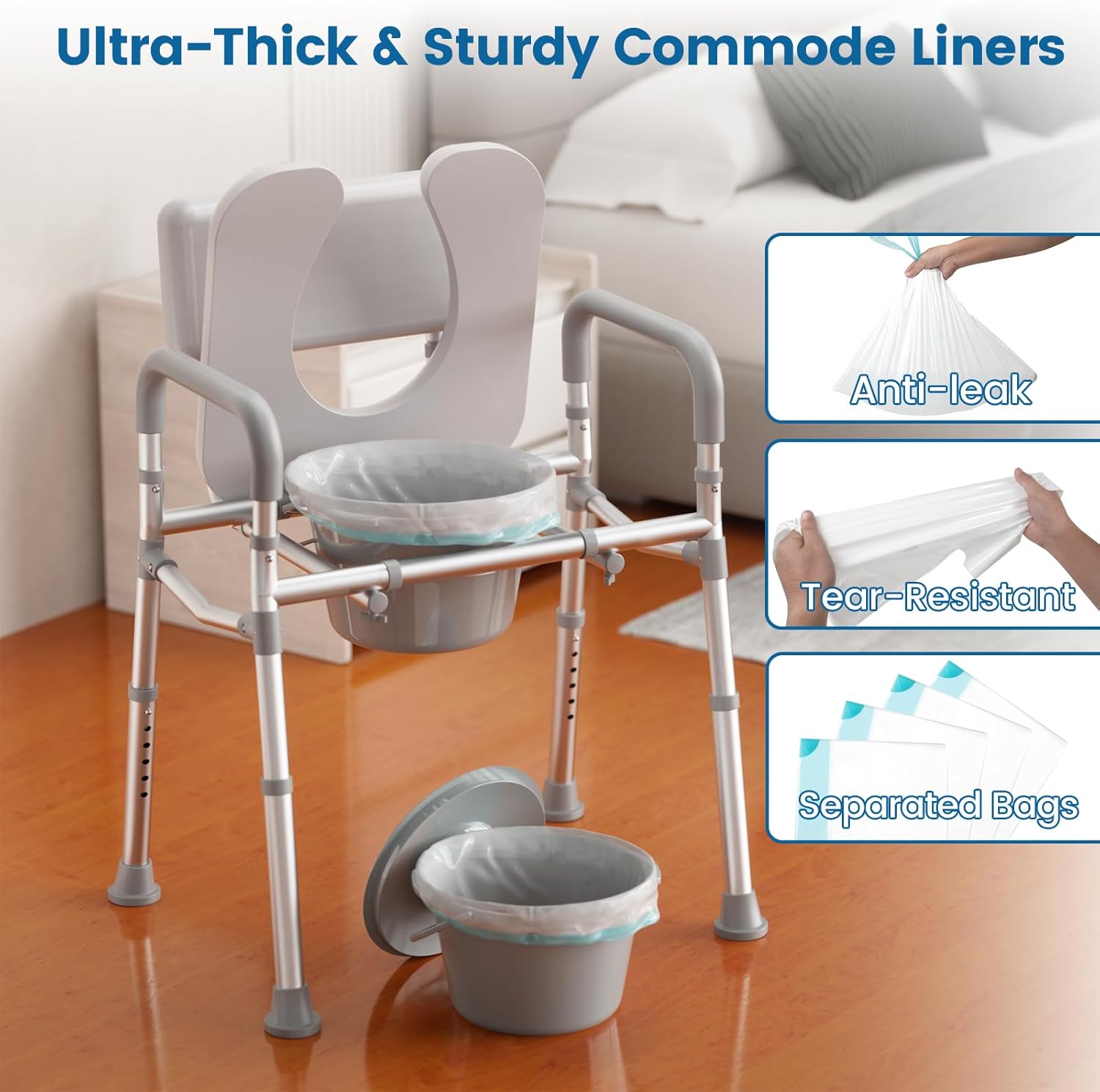 HOMLAND Commode Liners with Absorbent Inserts, Leak-Proof Portable Toilet Liners

