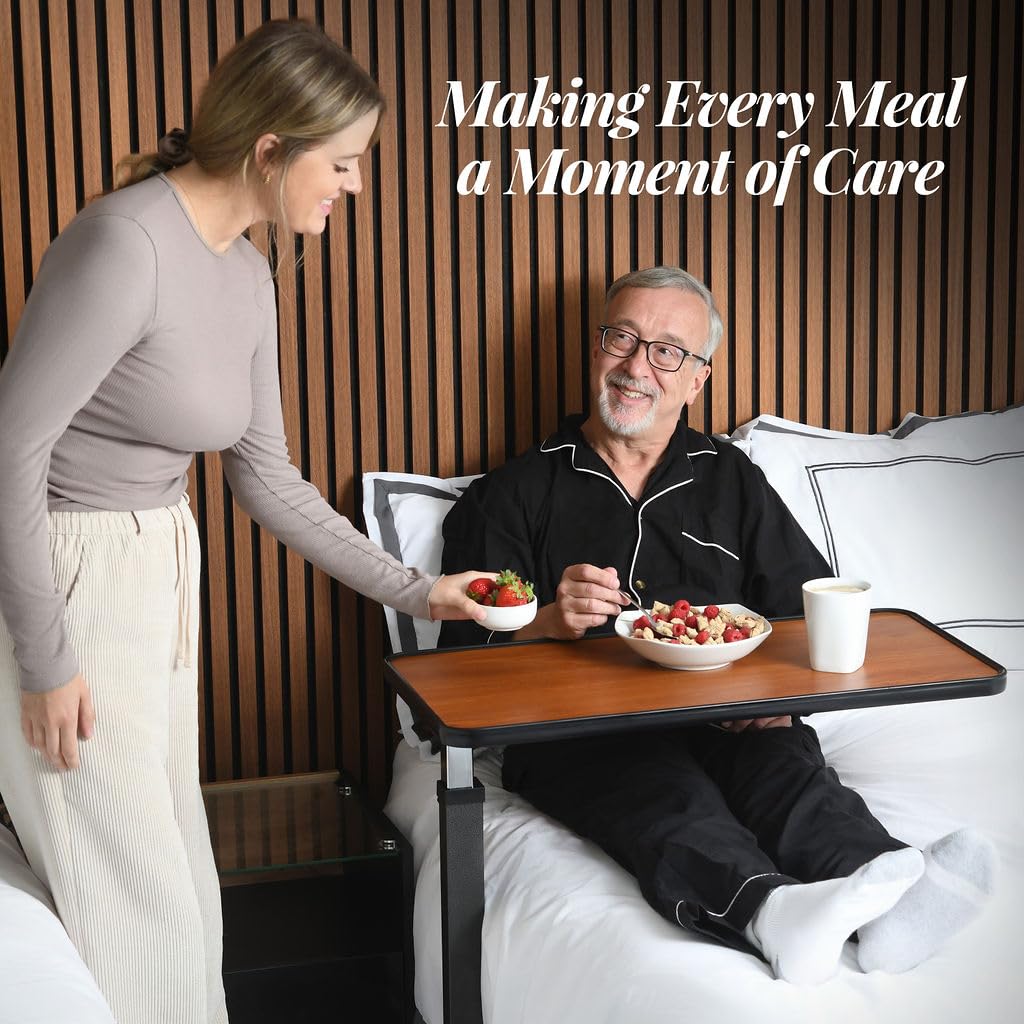Medical King Adjustable Overbed Bedside Table with Wheels for Hospital and Home

