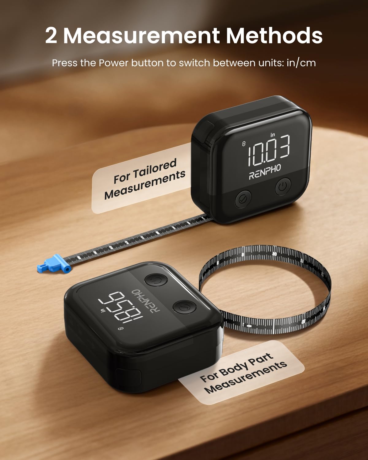 RENPHO Smart Retractable Body Measuring Tape with LED Display and USB-C Recharge

