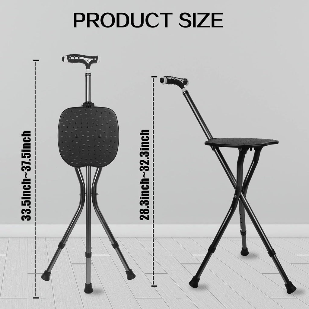 Yayayo Folding Cane with Seat 440 lb Capacity Height Adjustable Walking Stick

