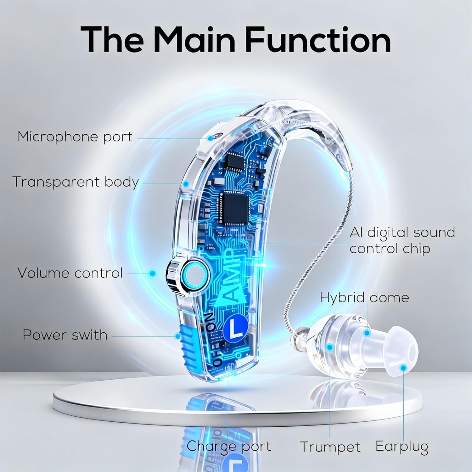 Winter Plum In-Ear Hearing Aid for Seniors with AI Noise Reduction and USB-C Charging

