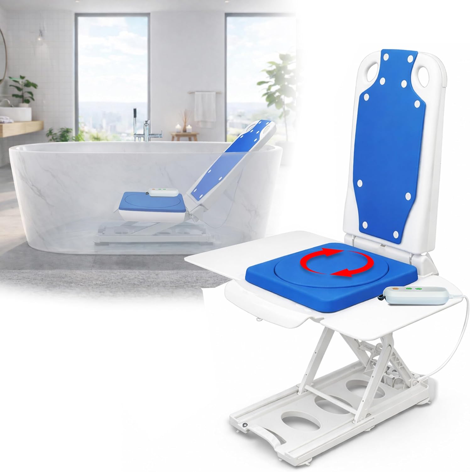 Platinum Health Tranquilo Electric Bath Lift with Rotating Padded Seat, 300 lb

