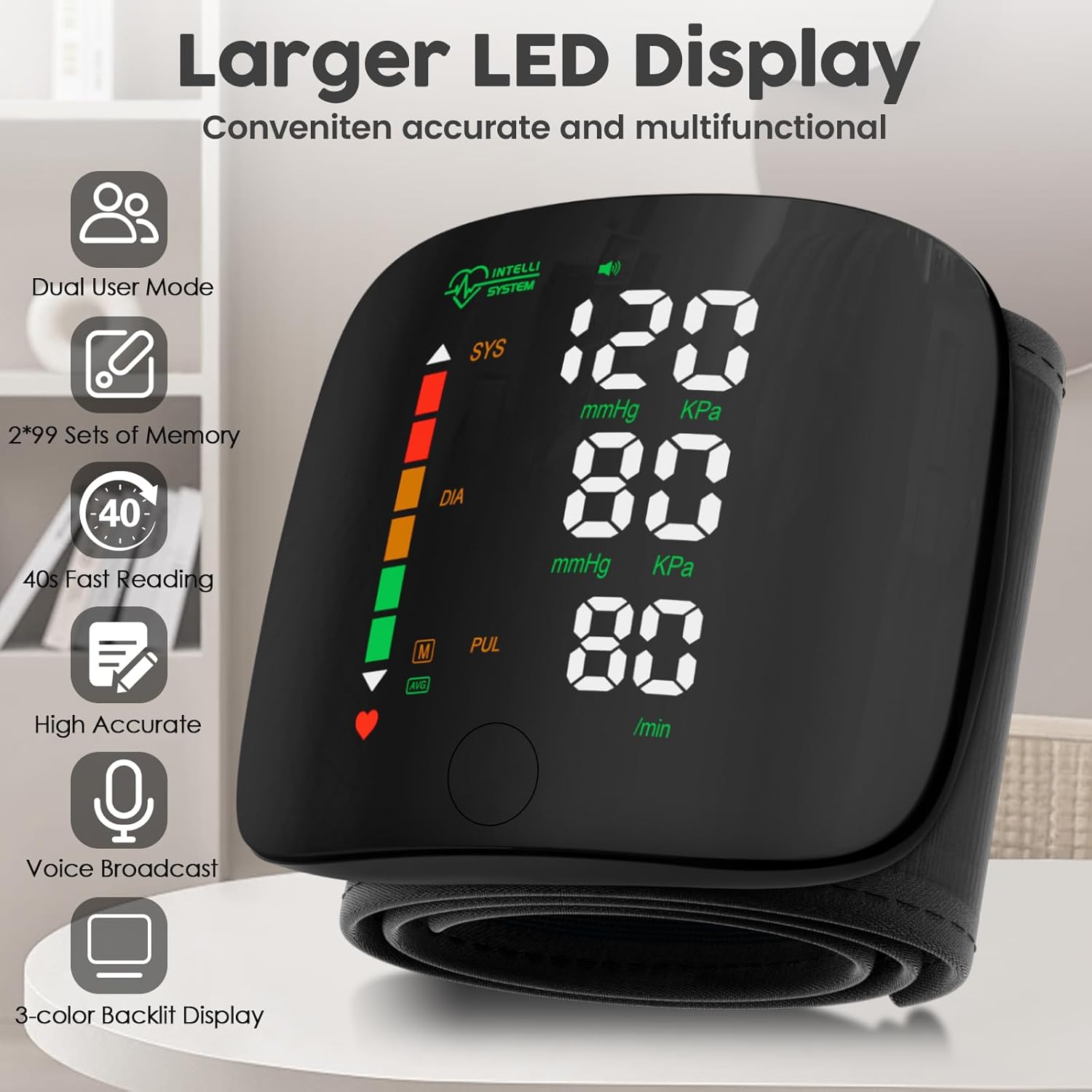 Double Love Wrist Blood Pressure Monitor with Touch Screen LED Display, Carry Case

