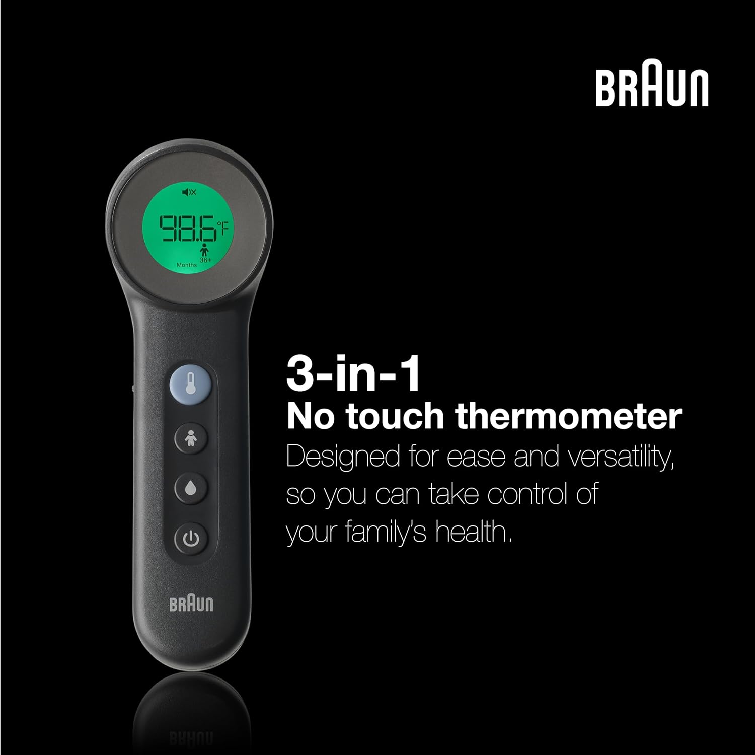 Braun Sensian 7 non-contact infrared thermometer with age precision technology and color LCD

