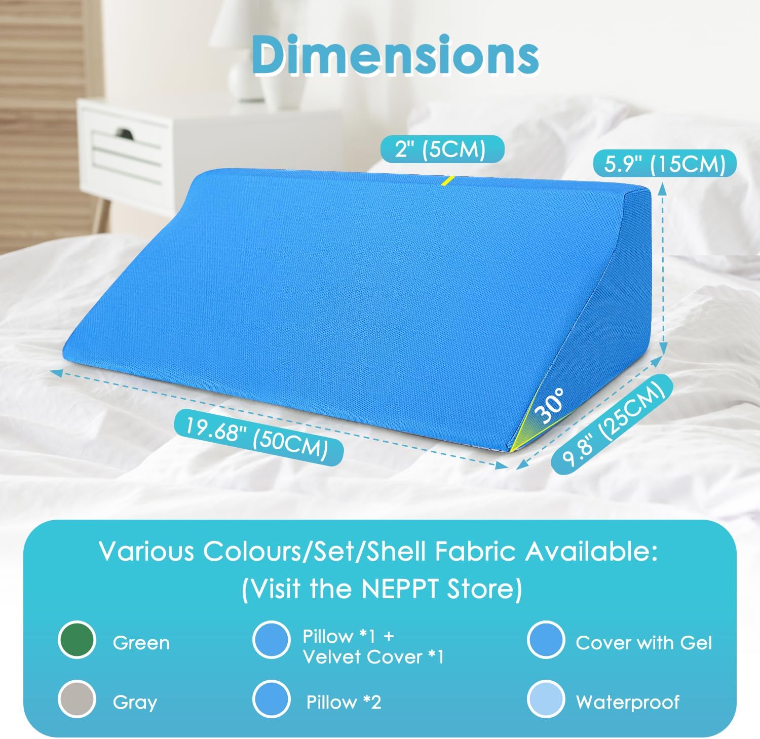 Bed Wedge Pillow for Seniors Post Surgery Pressure Relief Foam Positioning Cushion

